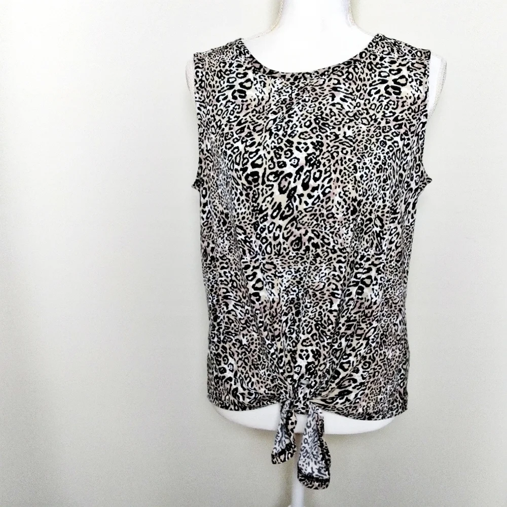 Adrianna Papell Leopard Print Sleeveless Blouse